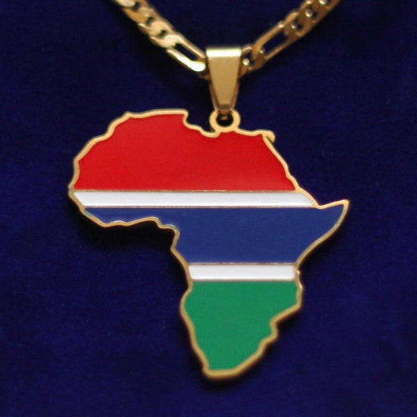 Die Gambia-Flaggen-Afrika-Karte hängende Halskette mit Geschenkbeutel
