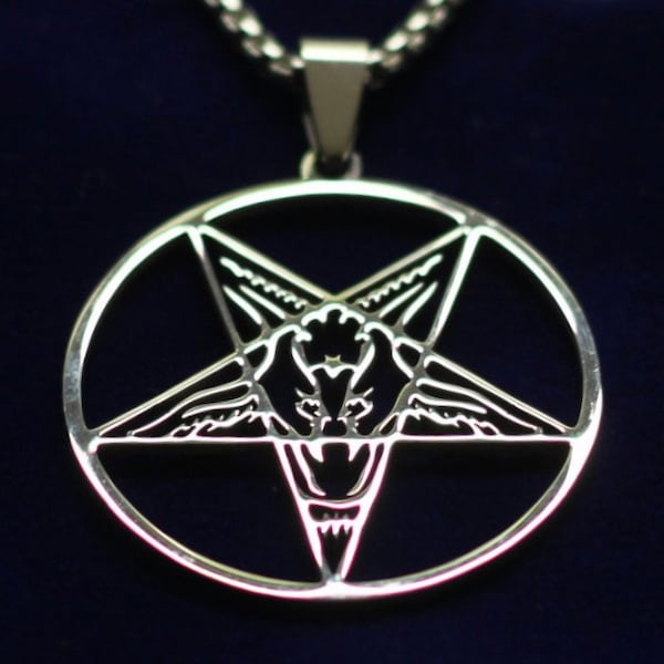 Baphomet Inverted Pentagram Pendant Necklace with Gift Pouch