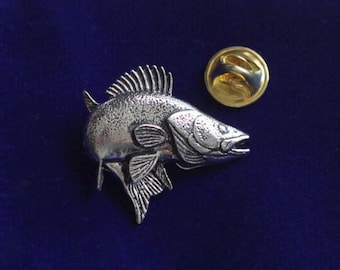 Walleye Fish Pewter Lapel Pin Badge with Gift Pouch