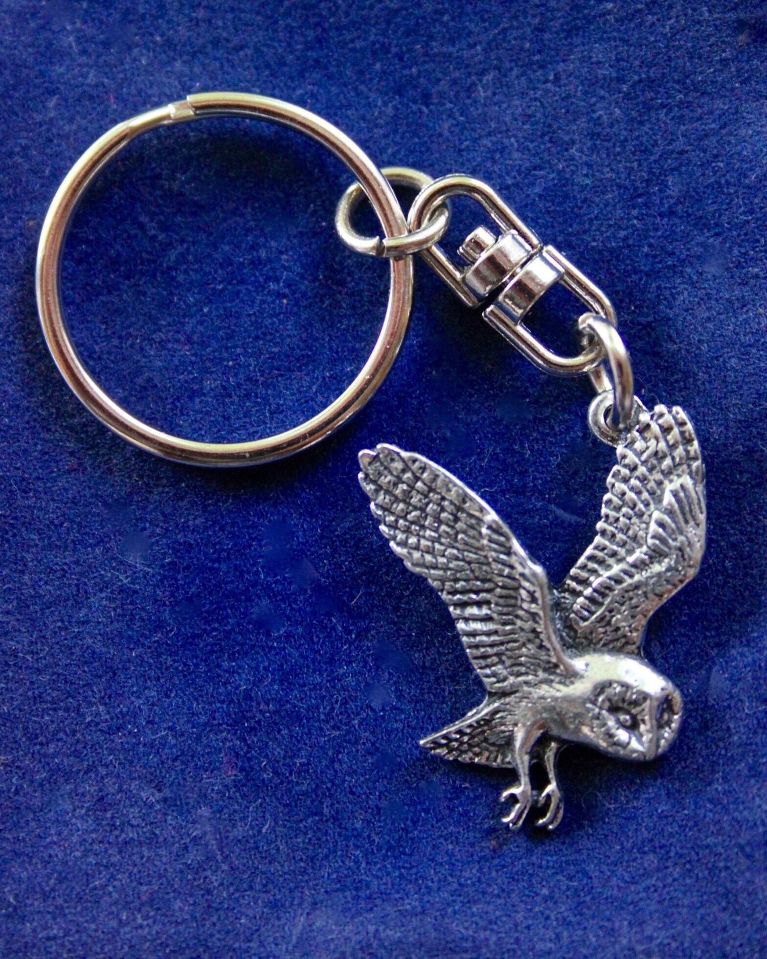 Barn Owl Pewter Keyring with Gift Pouch