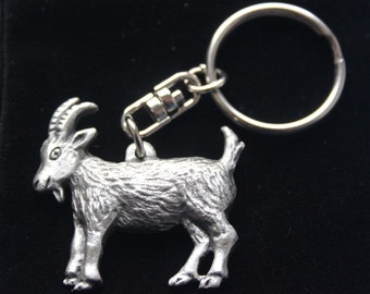 Goat Pewter Keyring with Gift Pouch
