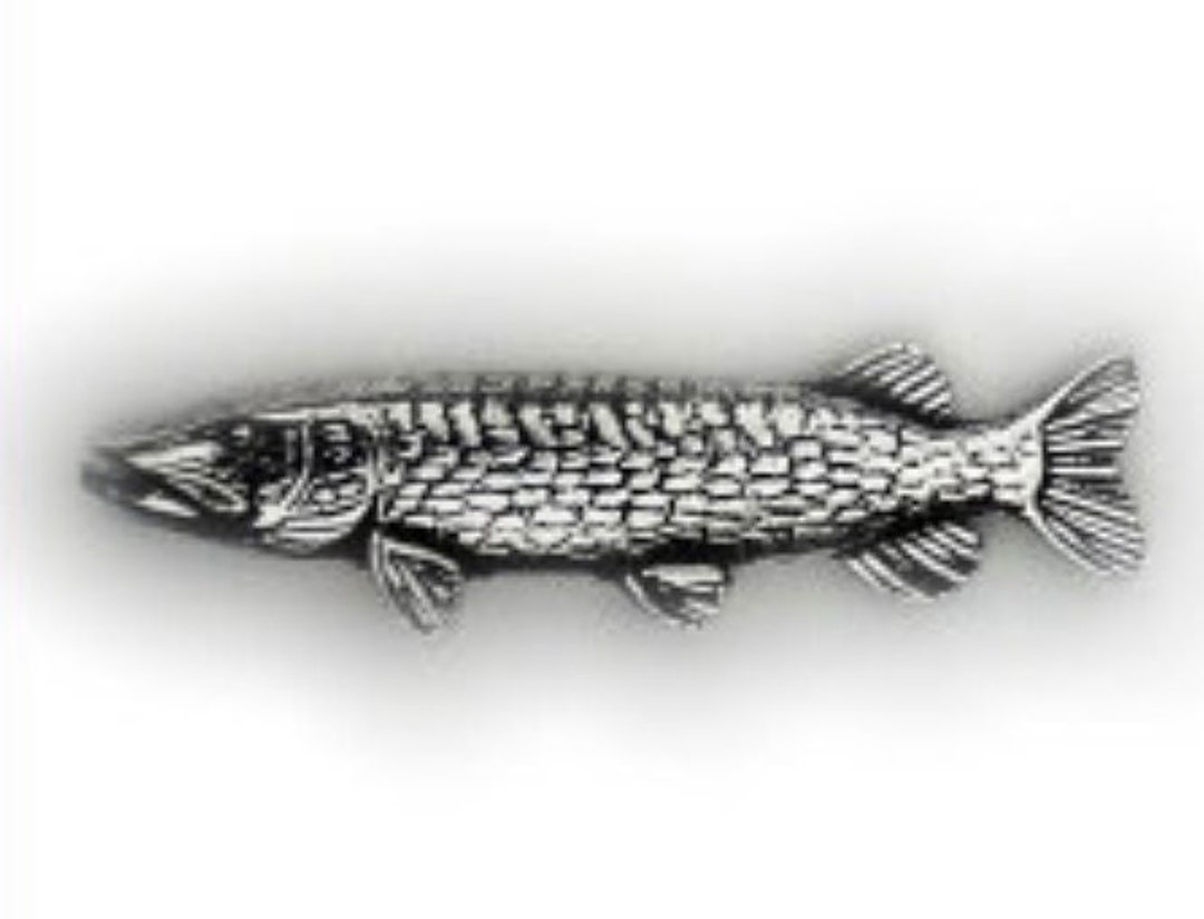 Pike Fish Pewter Pin Badge With Gift Pouch 