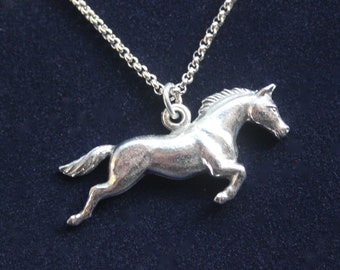 Running Horse Pewter Pendant Necklace with Gift Pouch