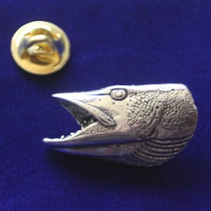 Pike Fish Pewter Lapel Pin Badge with Gift Pouch