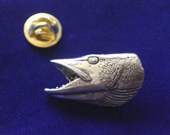 Pike Fish Pewter Lapel Pin Badge with Gift Pouch