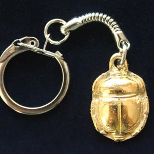 Scarab Keyring | Ancient Egypt Present Idea | Gold Plated Pewter and Stainless Steel | Gift Pouch Included