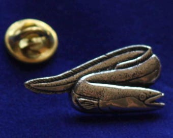 Eel Pewter Lapel Pin Badge with Gift Pouch