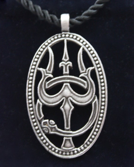 Shiva Trident Hindu Tryzub Trishula & Ouroboros Pendant Necklace w Gift Pouch Shiva Trident Hindu Tryzub Trishula & Ouroboros Pendant Necklace w Gift Pouch