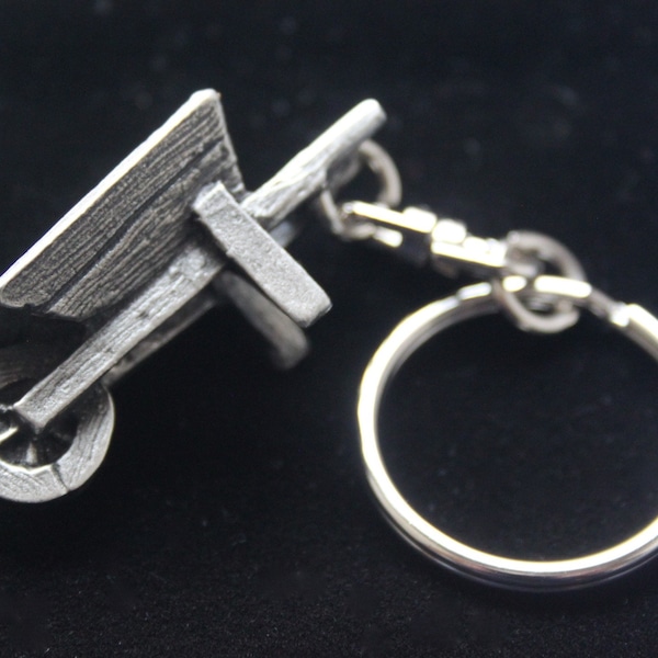 Garden Wheelbarrow Pewter Keyring with Gift Pouch