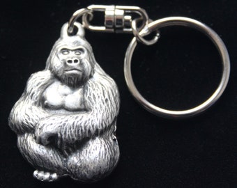 Gorilla Pewter Keyring with Gift Pouch