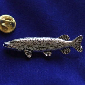 Pike Pewter Lapel Pin Badge with Gift Pouch