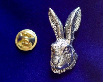 Hare Pewter Lapel Pin Badge with Gift Pouch