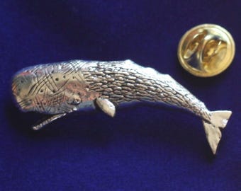 Sperm Whale Pewter Lapel Pin Badge with Gift Pouch