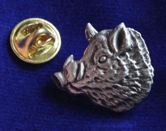 Wild Boar Pewter Pin Badge with Gift Pouch