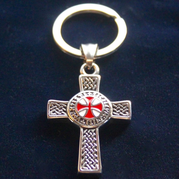 Knights Templar Cross Keyring with Gift Pouch