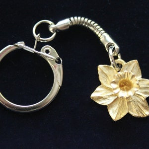 Gold Plated Daffodil Keyring with Gift Pouch