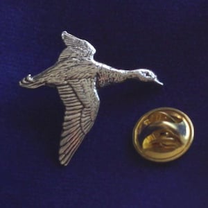 Duck in Flight Pewter Lapel Pin Badge with Gift Pouch