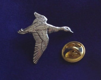 Duck in Flight Pewter Lapel Pin Badge with Gift Pouch