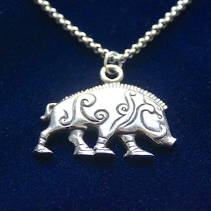 Pictish Boar Pewter Pendant Chain Necklace with Gift Pouch