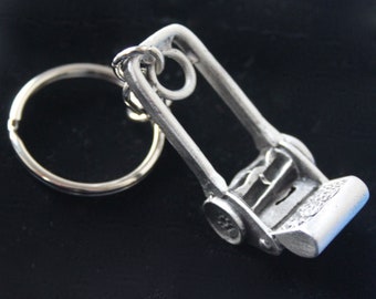 Garden Lawnmower Pewter Keyring with Gift Pouch