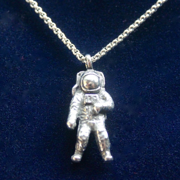 Astronaut Pewter Pendant Necklace with Gift Pouch