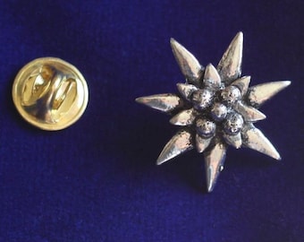 Edelweiss Pewter Lapel Pin Badge with Gift Pouch