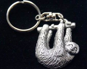 Sloth Pewter Keyring with Gift Pouch