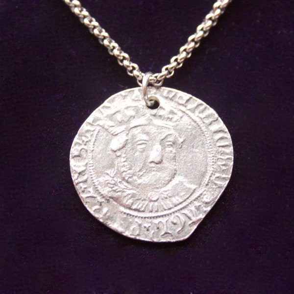 Replica Tudor Coin Pewter Pendant Necklace with Gift Pouch