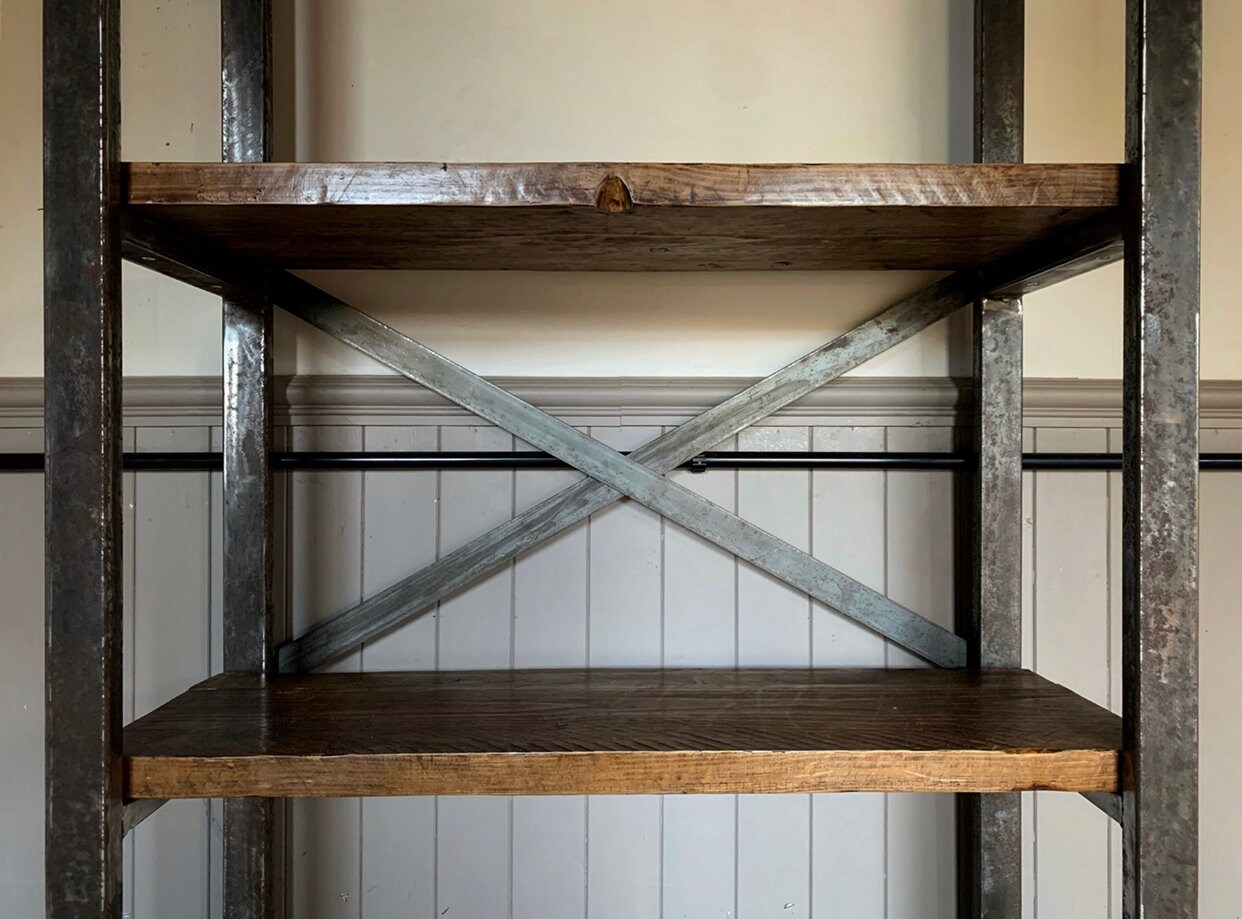Bespoke Industrial Shelving Unit Built From Reclaimed Solid Etsy UK