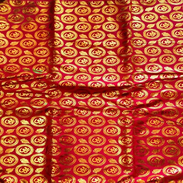 Red Cloth For Puja Clothes For Pooja Om Gold Printed Red Cloth For Pooja Red Fabric For Pooja Special Pooja Cloth-fabric By The Meter
