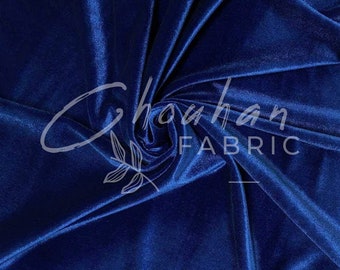 Royal Blue Stretch Velvet Fabric by Yard, Polyester Spandex Velour for Crafts