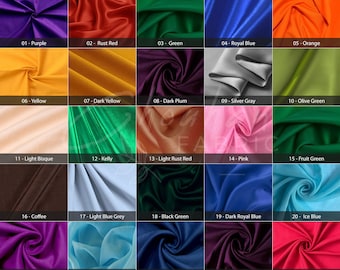 25 Color Silk Taffeta Fabric, Taffeta Silk Fabric, Plain Taffeta Silk Fabric, Dark and Light Taffeta Silk Fabric by the yard, Silk Fabric