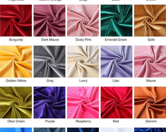 25 Colors Velvet Fabric by yard Fabrics Polyester Spandex for Scrunchies Clothes Costumes Crafts