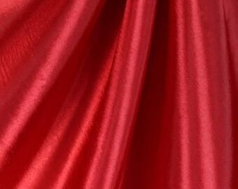 Red Taffeta Fabric: Silk Polyester Blend, Bridal Gown Fabric - Sold By The Yard