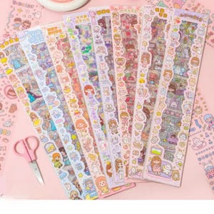 Random kawaii Non-repeating Stickers Bag, Cute Cartoon, Kpop Laser Shiny Stickers Waterproof Sticker Strip, Idol Photocard Decor Stickers
