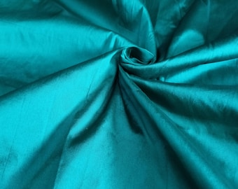 Teal Green Silk Taffeta Fabric: Indian Handloom Bridal Dress Material