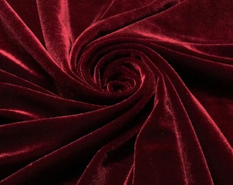 Wine Stretch Velvet Fabric by Yard, 2-Way Stretch Polyester Spandex Velour, Apparel Crafts