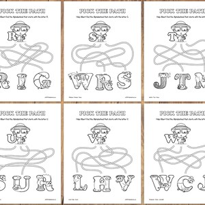 Alphabetimals™ Letter Matching Mazes 26 Printable Animal ABC Activities / Toddler-Preschool Worksheets / Uppercase Alphabet Coloring Pages image 6