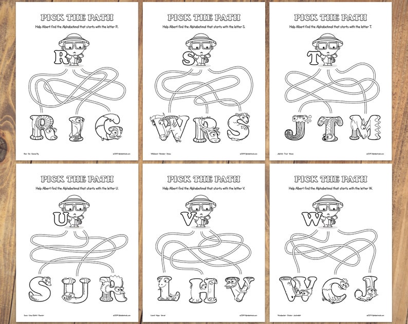 Alphabetimals™ Letter Matching Mazes 26 Printable Animal ABC Activities / Toddler-Preschool Worksheets / Uppercase Alphabet Coloring Pages image 6