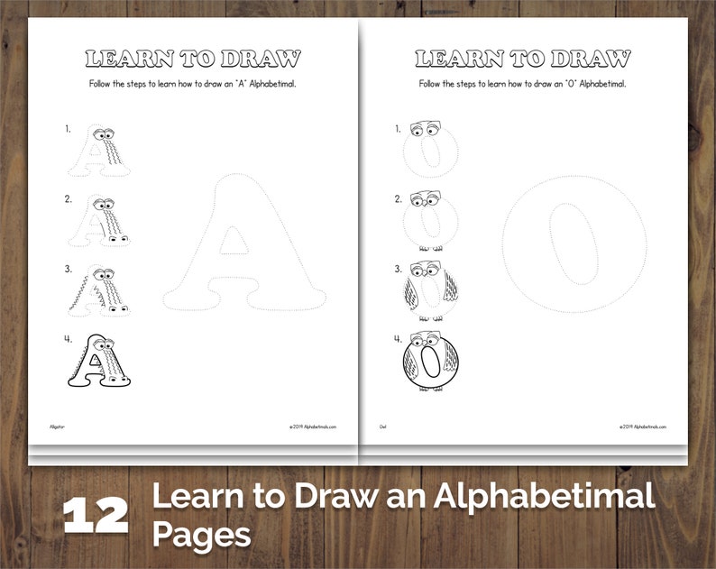Alphabetimals™ Drawing & Coloring Pack 100 Printable Animal ABC Activities / Learn to Draw / Color By Number / Animal Coloring image 3