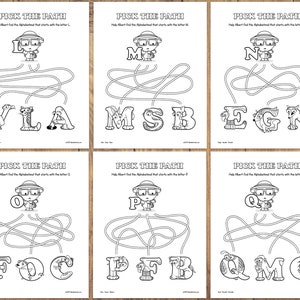 Alphabetimals™ Letter Matching Mazes 26 Printable Animal ABC Activities / Toddler-Preschool Worksheets / Uppercase Alphabet Coloring Pages image 5