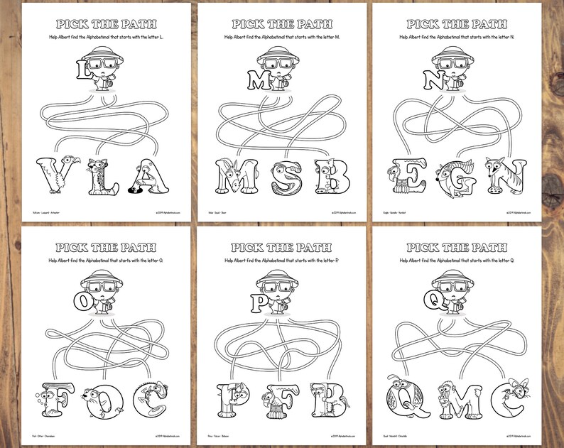 Alphabetimals™ Letter Matching Mazes 26 Printable Animal ABC Activities / Toddler-Preschool Worksheets / Uppercase Alphabet Coloring Pages image 5