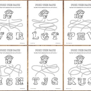 Alphabetimals™ Letter Matching Mazes 26 Printable Animal ABC Activities / Toddler-Preschool Worksheets / Uppercase Alphabet Coloring Pages image 4