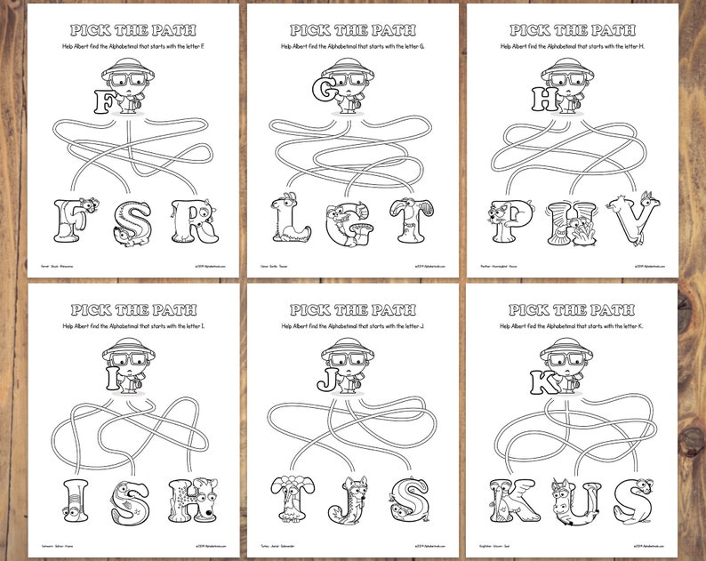 Alphabetimals™ Letter Matching Mazes 26 Printable Animal ABC Activities / Toddler-Preschool Worksheets / Uppercase Alphabet Coloring Pages image 4