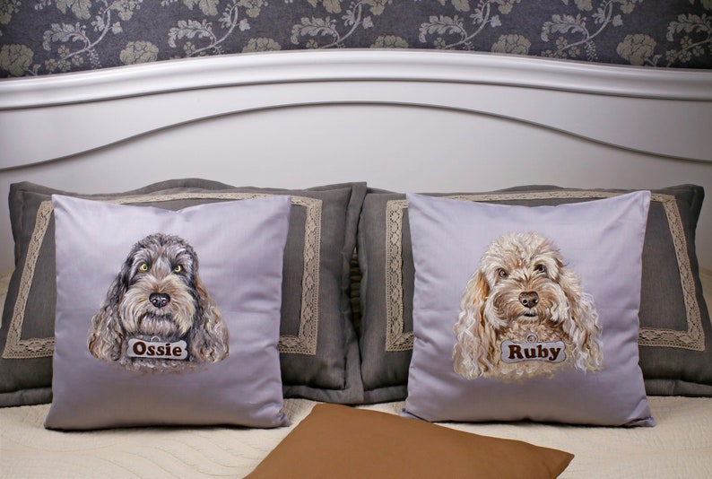 Custom Pet Pillow Cases Throw Pillow Covers Dog Portrait Etsy