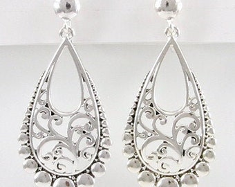 Brighton inspired 1.5 " Silver Filigree Earrings