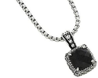 Brighton Inspired Black & Silver Alsace Crystal CZ Premier Pendant Necklace