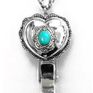 Antique Silver turquoise Stone  Id Card Badge Holder Lanyard Necklace