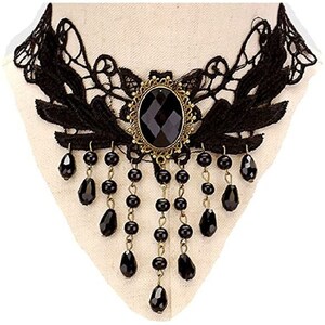 FRINGE CABOCHON LACE  Chic Lace Choker Necklace Prom Bridesmaid Necklace