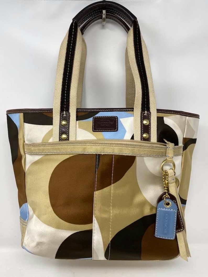 coach purse blue and brown